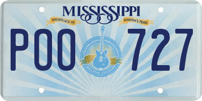 MS license plate POO727