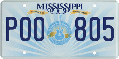 MS license plate POO805