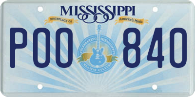 MS license plate POO840