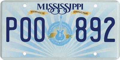 MS license plate POO892