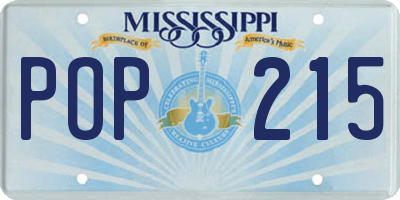 MS license plate POP215