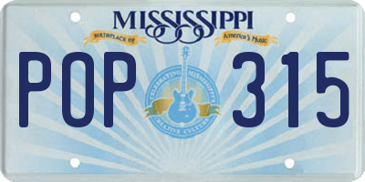 MS license plate POP315