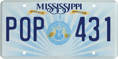 MS license plate POP431