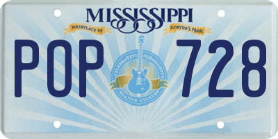 MS license plate POP728