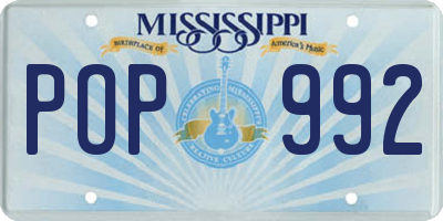 MS license plate POP992