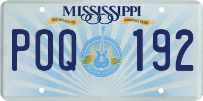 MS license plate POQ192