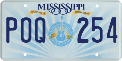 MS license plate POQ254