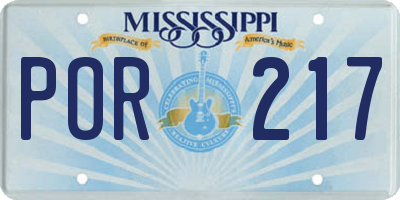 MS license plate POR217