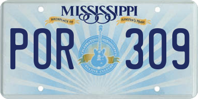 MS license plate POR309