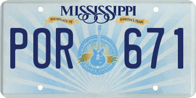 MS license plate POR671