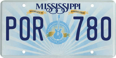 MS license plate POR780