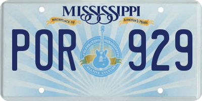 MS license plate POR929