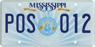 MS license plate POS012