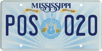 MS license plate POS020