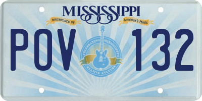 MS license plate POV132