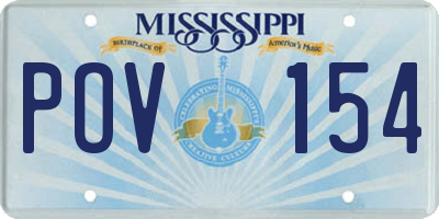 MS license plate POV154