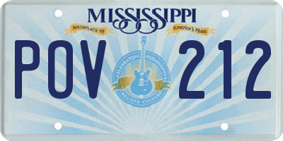 MS license plate POV212