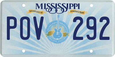MS license plate POV292