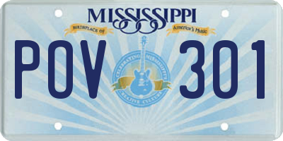 MS license plate POV301