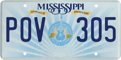 MS license plate POV305