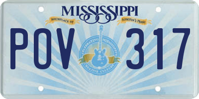 MS license plate POV317