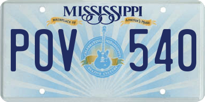 MS license plate POV540