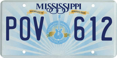 MS license plate POV612