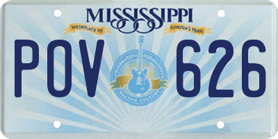 MS license plate POV626