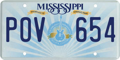 MS license plate POV654