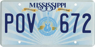 MS license plate POV672