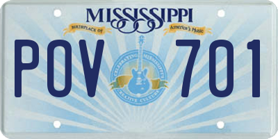 MS license plate POV701