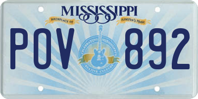 MS license plate POV892