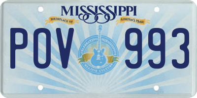 MS license plate POV993