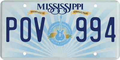 MS license plate POV994