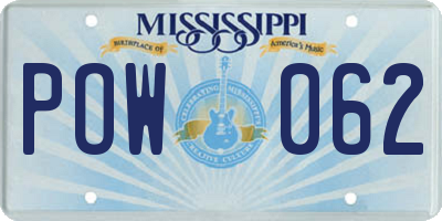 MS license plate POW062