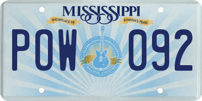 MS license plate POW092