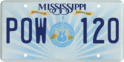MS license plate POW120
