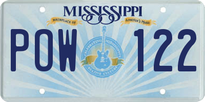 MS license plate POW122