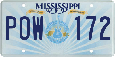 MS license plate POW172