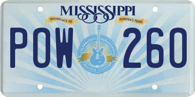 MS license plate POW260