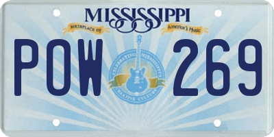 MS license plate POW269