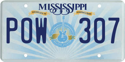 MS license plate POW307