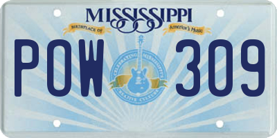MS license plate POW309