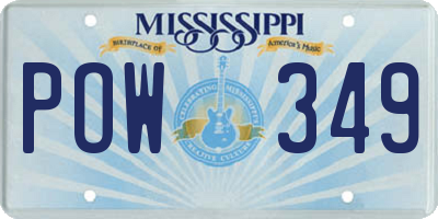 MS license plate POW349