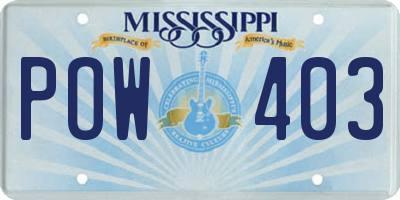 MS license plate POW403
