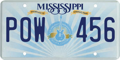 MS license plate POW456