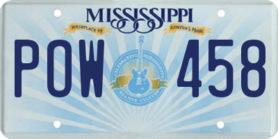 MS license plate POW458