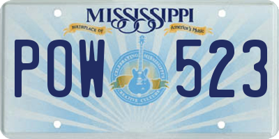 MS license plate POW523