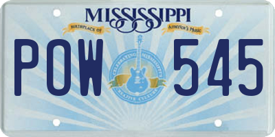 MS license plate POW545
