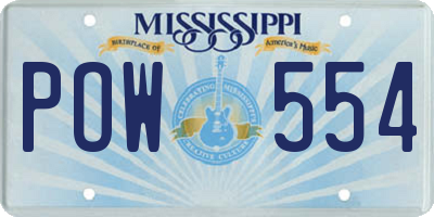 MS license plate POW554